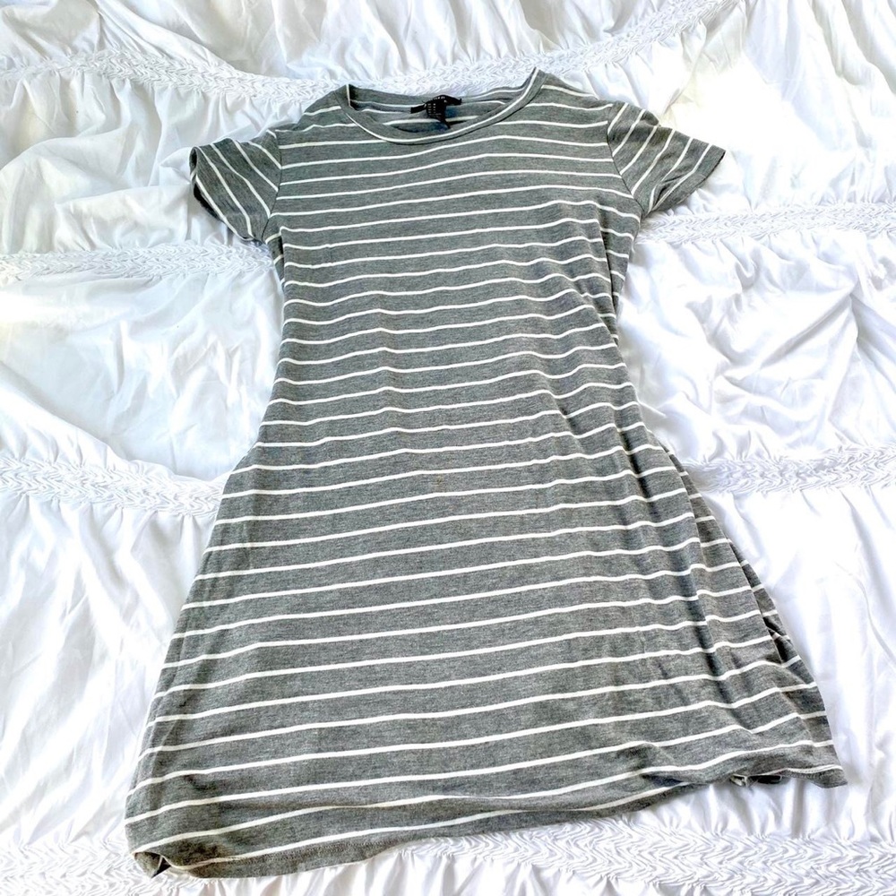 Grey and White Tshirt Dress